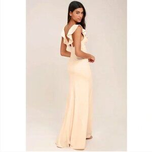 Lulus Blush Pink Perfect Opportunity Ruffle Formal Maxi Gown Dress S